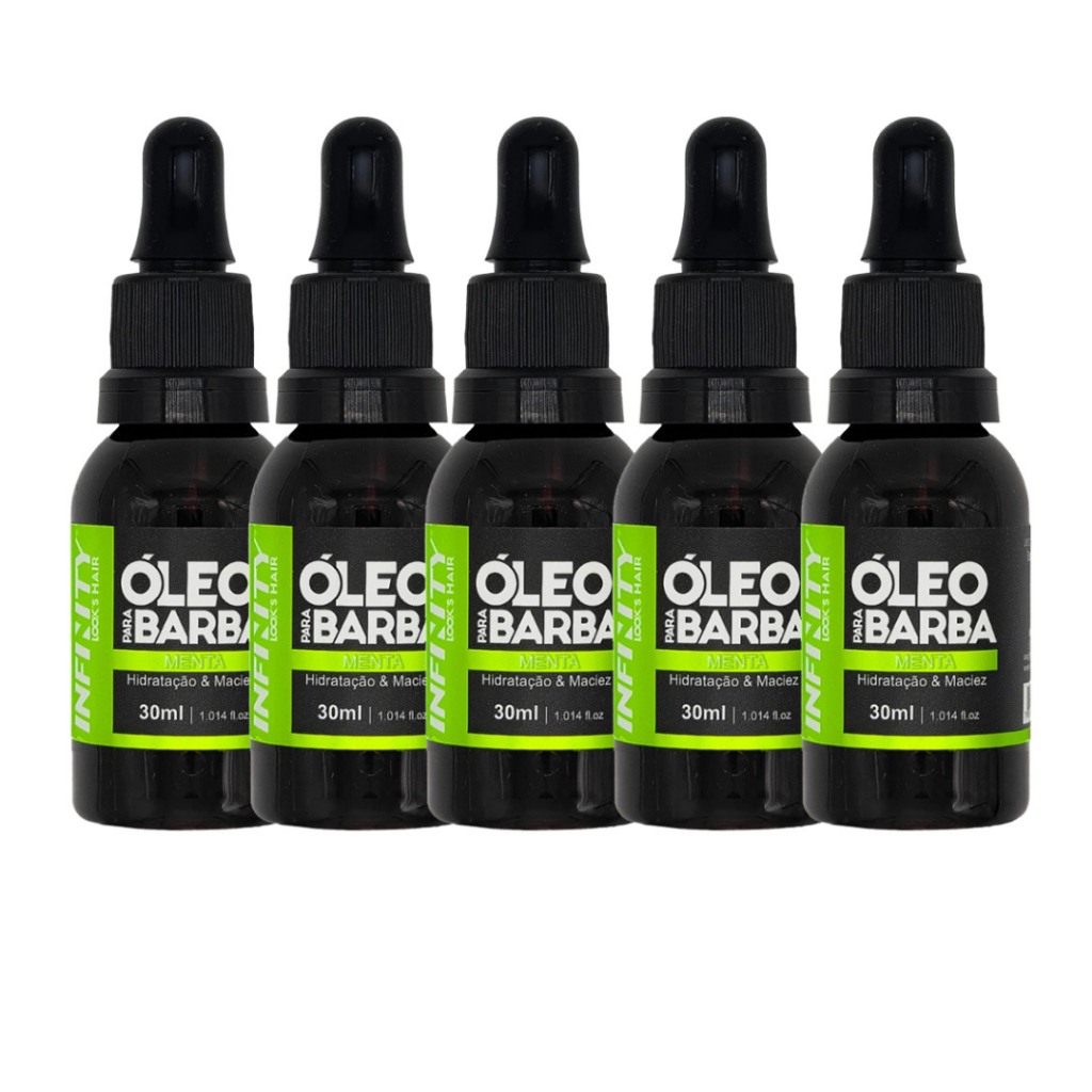 Kit 5x Óleo para Barba INFINITY LOOKS HAIR MENTAHidratação e Perfume SofisticadoPronta Entrega