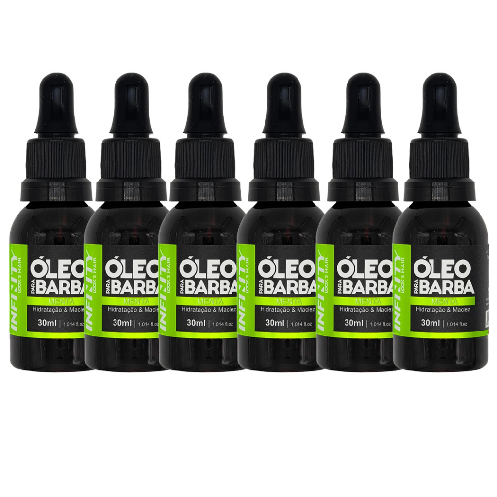Kit 6x Óleo para Barba INFINITY LOOKS HAIR MENTAHidratação e Perfume SofisticadoPronta Entrega