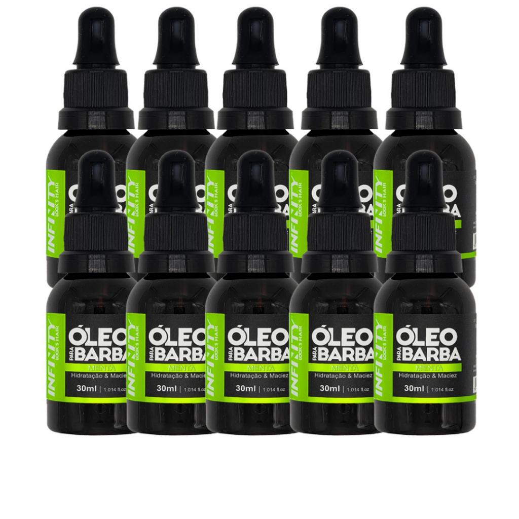 Kit 10x Óleo para Barba INFINITY LOOKS HAIR MENTAHidratação e Perfume SofisticadoPronta Entrega