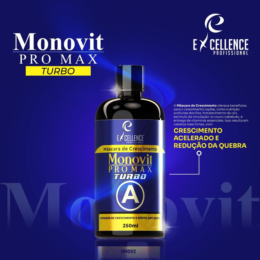 Máscara De Crescimento Capilar 250ml Monovit-a Pro Max Turbo bomba de vitaminas e Efeito Antiqueda em Oferta na Shopee