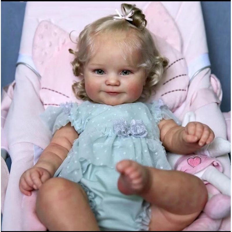 Bebê Reborn realista corpinho silicone 50 cm loira pode dar banho cabelo enraizado Promoção.