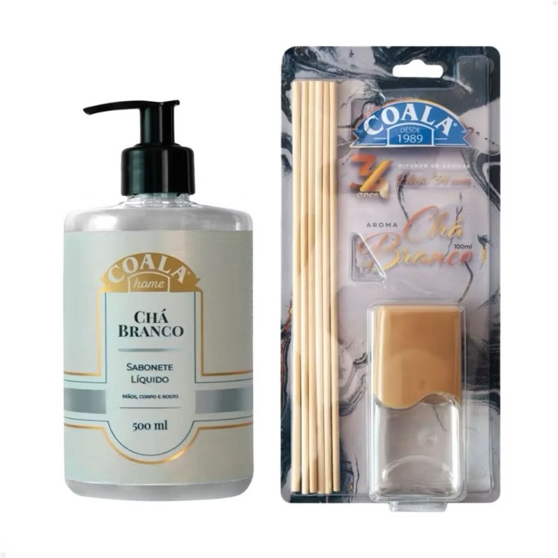 Kit Coala Chá Branco Sabonete Líquido 500ml + Difusor de Aromas 100ml