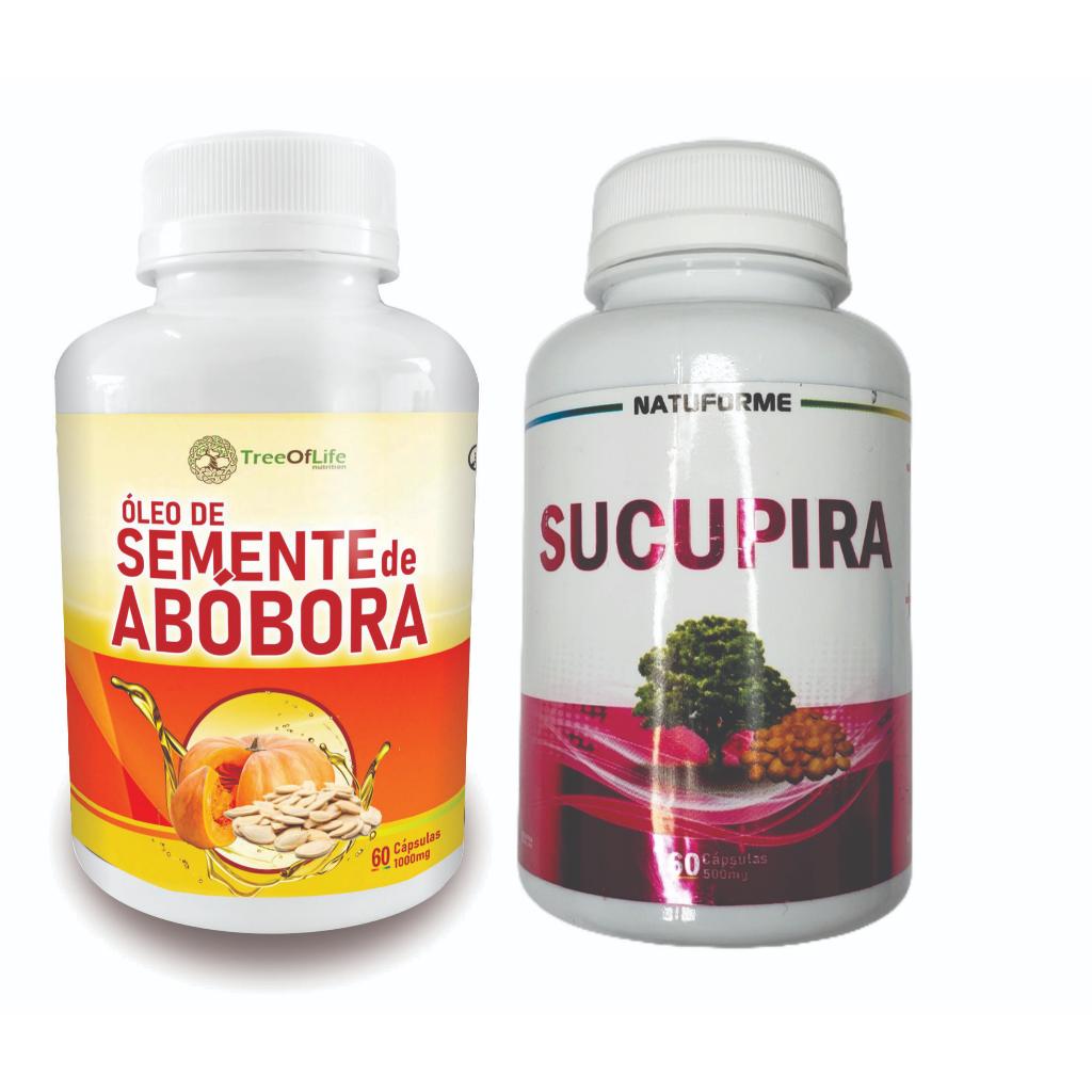 Óleo de Semente de Abóbora Prensado a Frio 60 Softgel 1000mg + Sucupira 60 Cápsulas 500mg