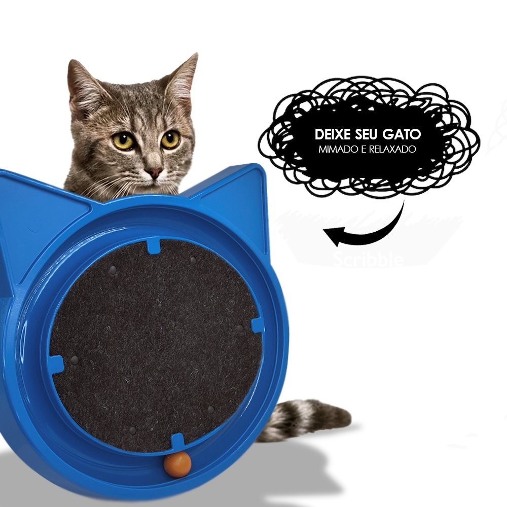 Super Cat Relax Pop Premium Azul Com Brinquedo Interativo E Massageador Para Gatos Antiestresse