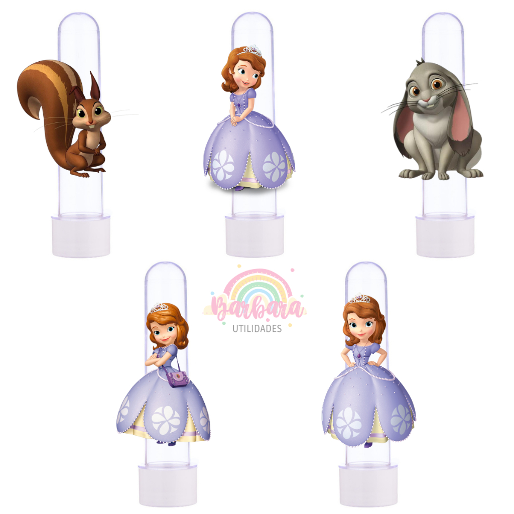 20 Tubetes + Apliques 3D Personalizado Lembrancinha Princesa Sofia