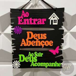 Placa Decorativa Quadro Mdf AO ENTRAR DEUS ABENÇOE AO SAIR DEUS ACOMPANHE Cores NEON Vibrantes em Oferta na Shopee