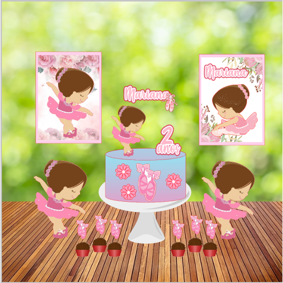 Kit é só um bolinho bailarina( Envie nome e idade imediatamente após a compra) em Oferta na Shopee