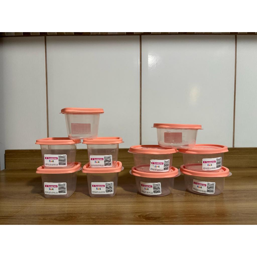 Conjunto com10 Potes da Sanremo Laranja – 5 Potes Quadrados 200ml + 5 Potes Redondos 230ml