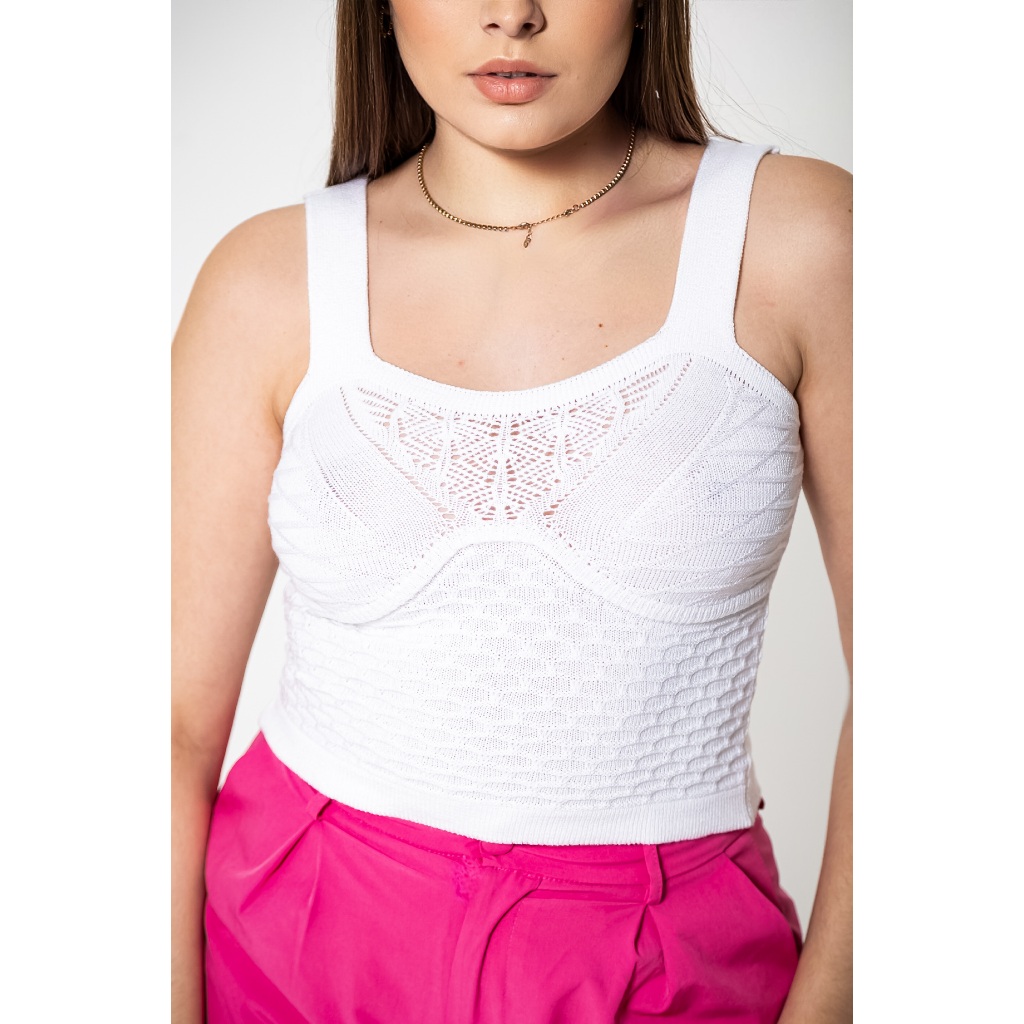 Cropped Regata Feminina Modal Confortável Regatinha Básica Moda Blogueira Tricot Tendência