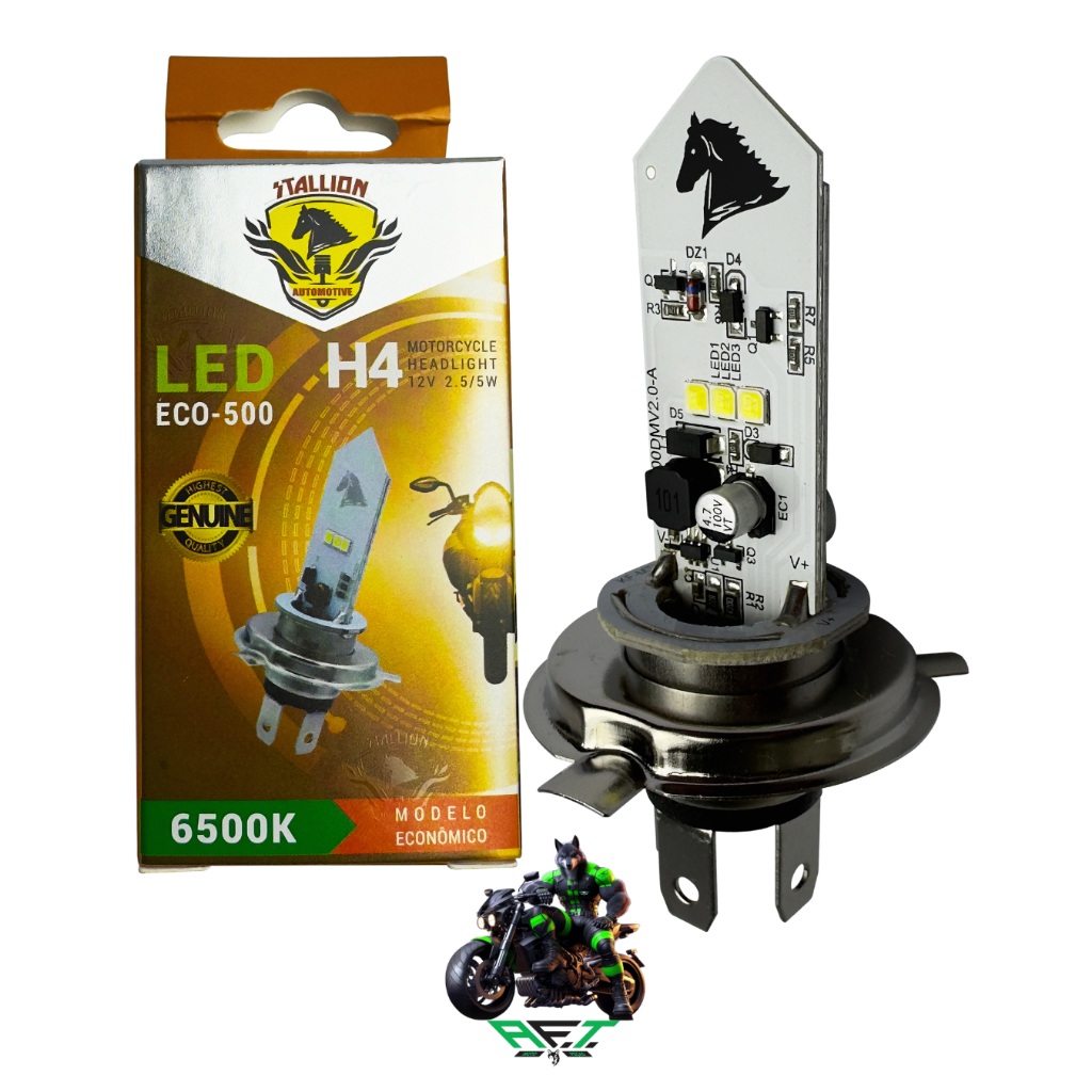 Led Lampada H4 Moto Carro Eco 500 6500k Cavalinho