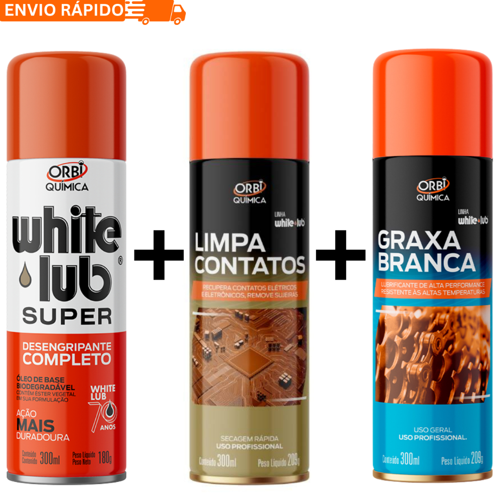 KIT Desengripante + Limpa Contato + Graxa Branca ORBI 300ML em Oferta na Shopee