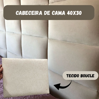 Kit Cabeceira Cama Box Tecido Boucle Placa 40x30cm Estofada Solteiro Casal Queen King em Oferta na Shopee
