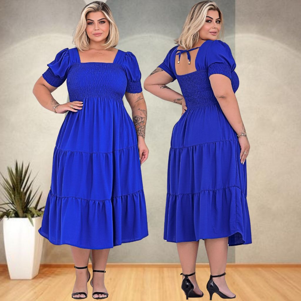 Vestido Midi Plus Size Feminino 3 Marias Moda Evangélica Várias Cores Elegante  Versátil Festa Jane