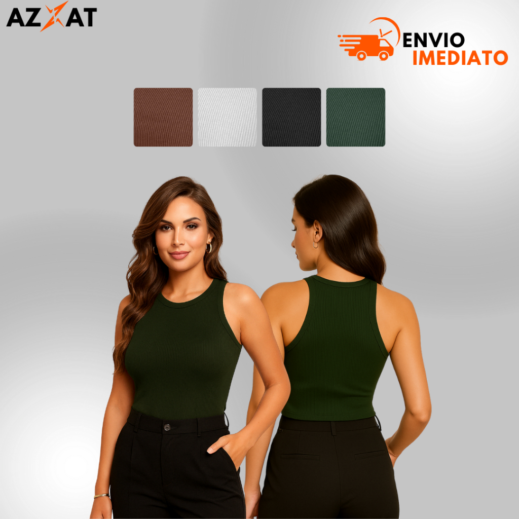 Regata Feminina Canelada Algodão com Elastano Ribana Blusinha Básica Estilosa