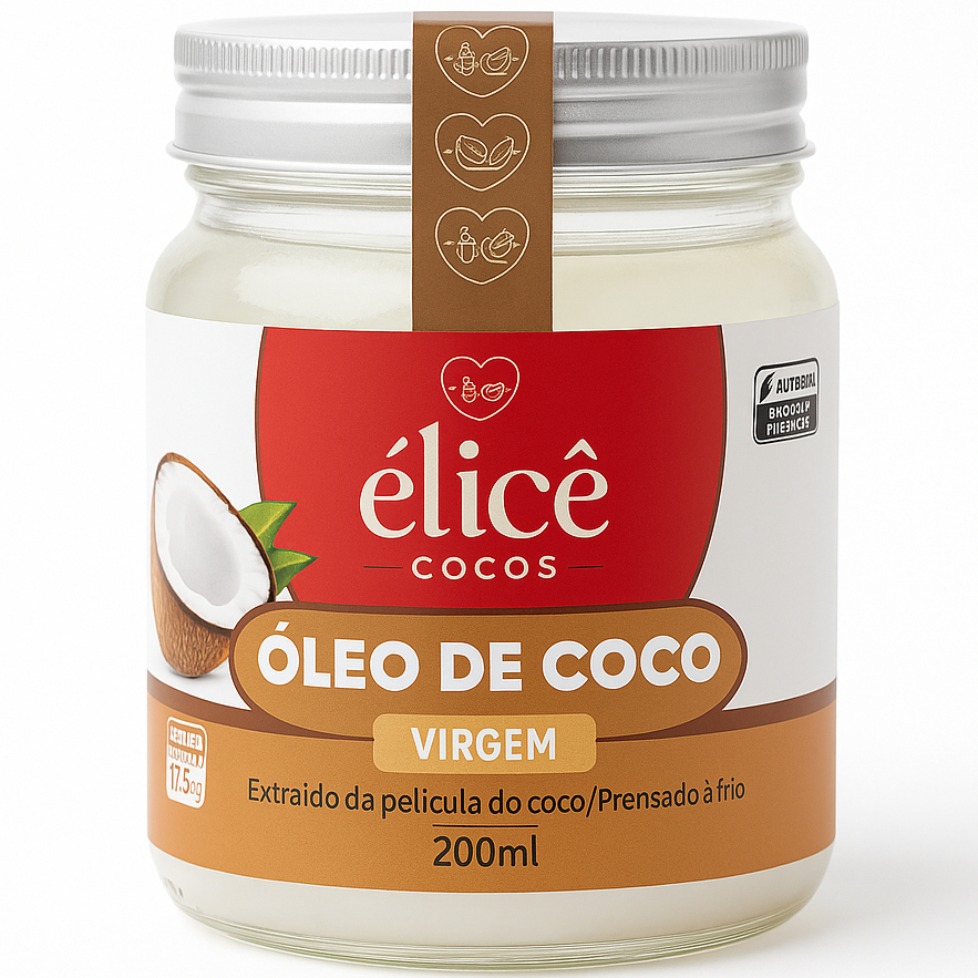 Óleo de Coco Virgem - 200ml - Élicê Coco em Oferta na Shopee