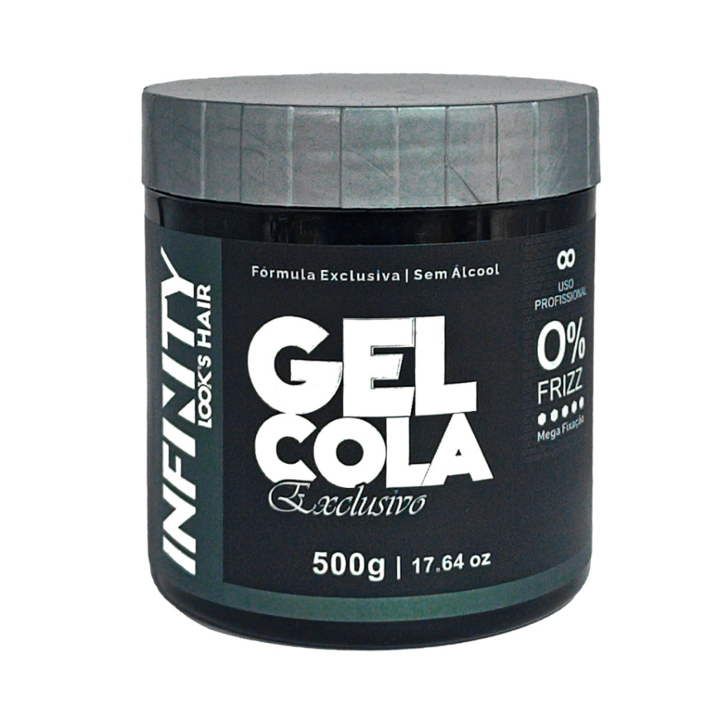 Kit 5x Gel Cola Capilar Masculino Infinity 500g Fixação Flexível e Hidratação para Penteados Perfeitos