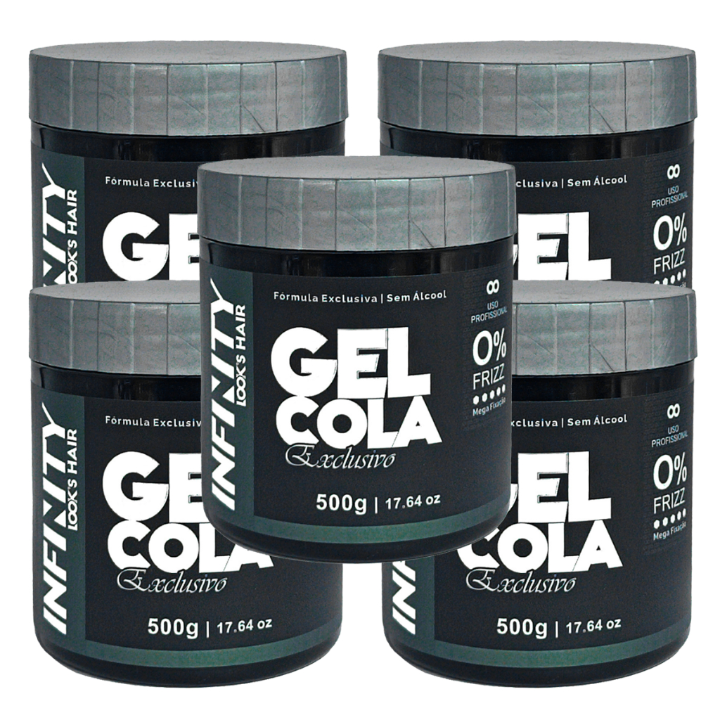Kit 5x Gel Cola Capilar Masculino Infinity 500g Fixação Flexível e Hidratação para Penteados Perfeitos em Oferta na Shopee