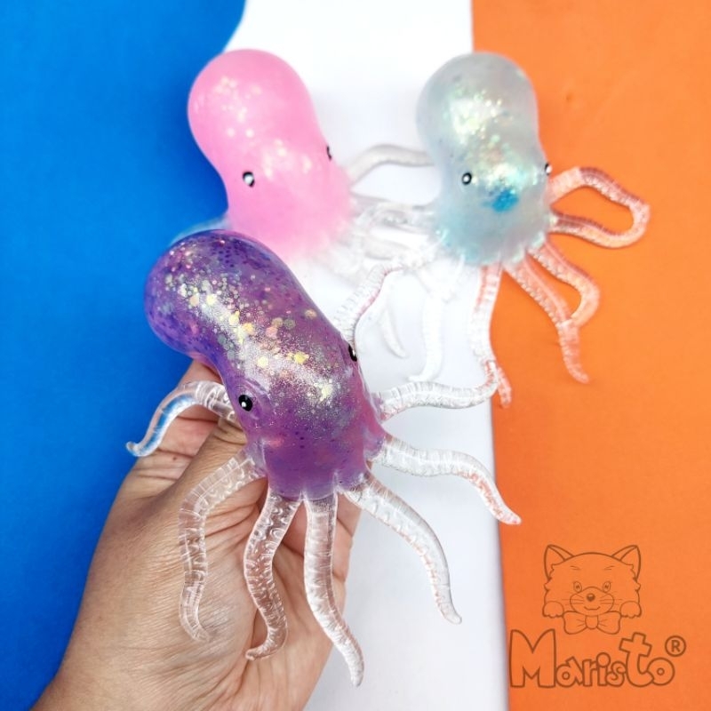 Squishy Polvo Água Viva Brinquedo de Apertar com Gel e Glitter em Oferta na Shopee
