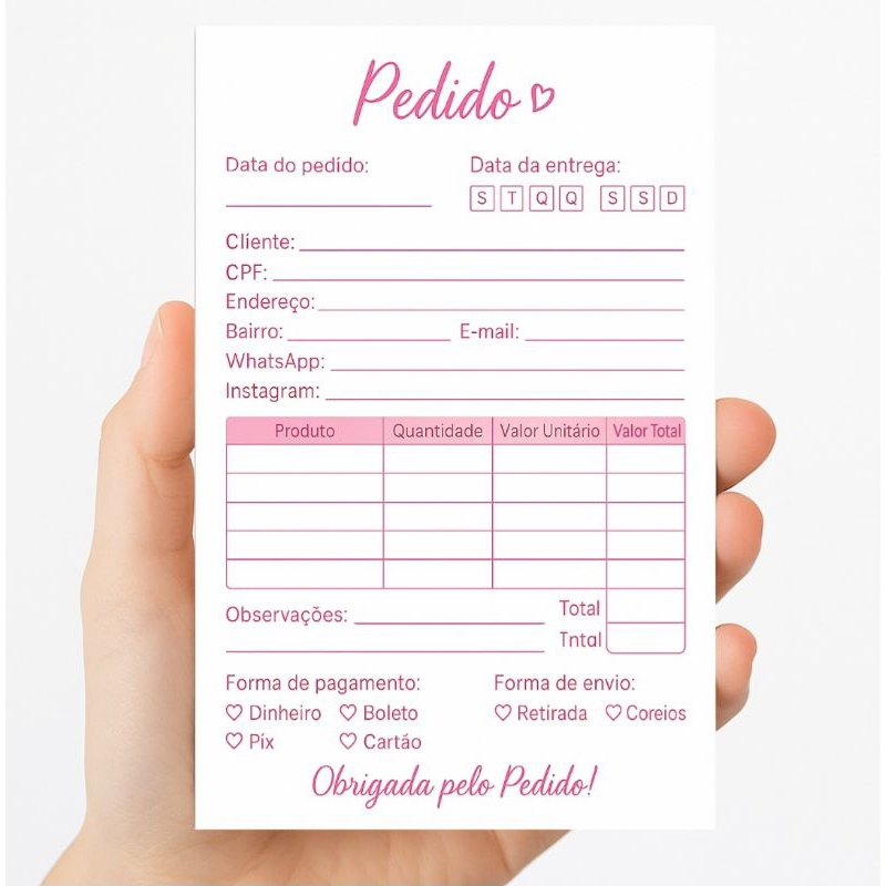 Bloco de Pedidos Talão 10x14cm Organização de Pedido Empresa