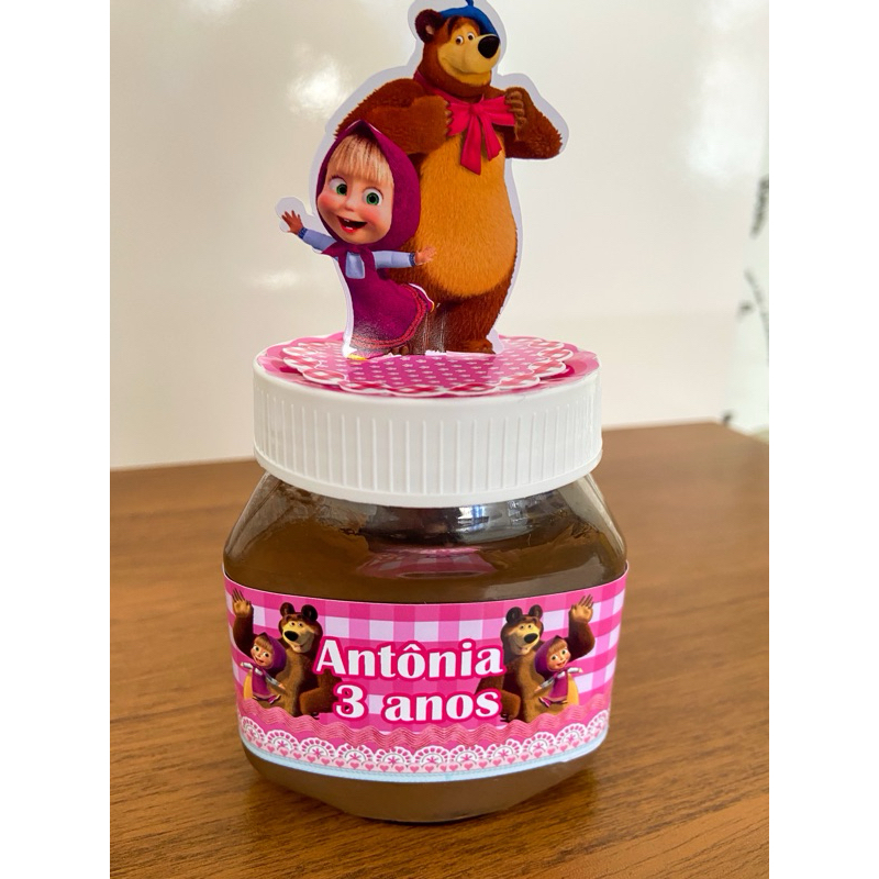 10 und rótulo de nutella mais 10 apliques em pé para tampa tema masha e o urso
