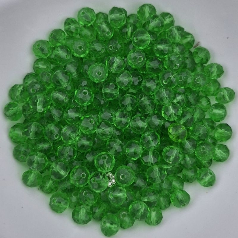 CRISTAL FACETADO 8MM VERDE LIMÃO 65 UNIDADES NO FIO