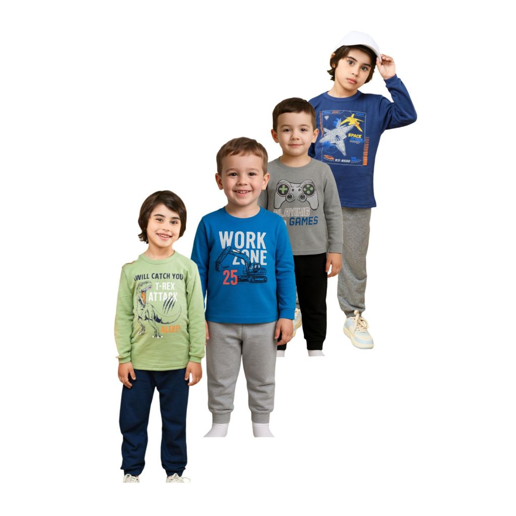 Lote 4 Conjunto infantil de moletom masculino flanelado frio meninos manga comprida TAM 4 6 8