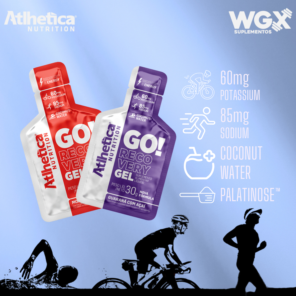 GO! Recovery Gel - Atlhetica Nutrition - Carboidrato em gel - Caixa display com 10 sachês ...