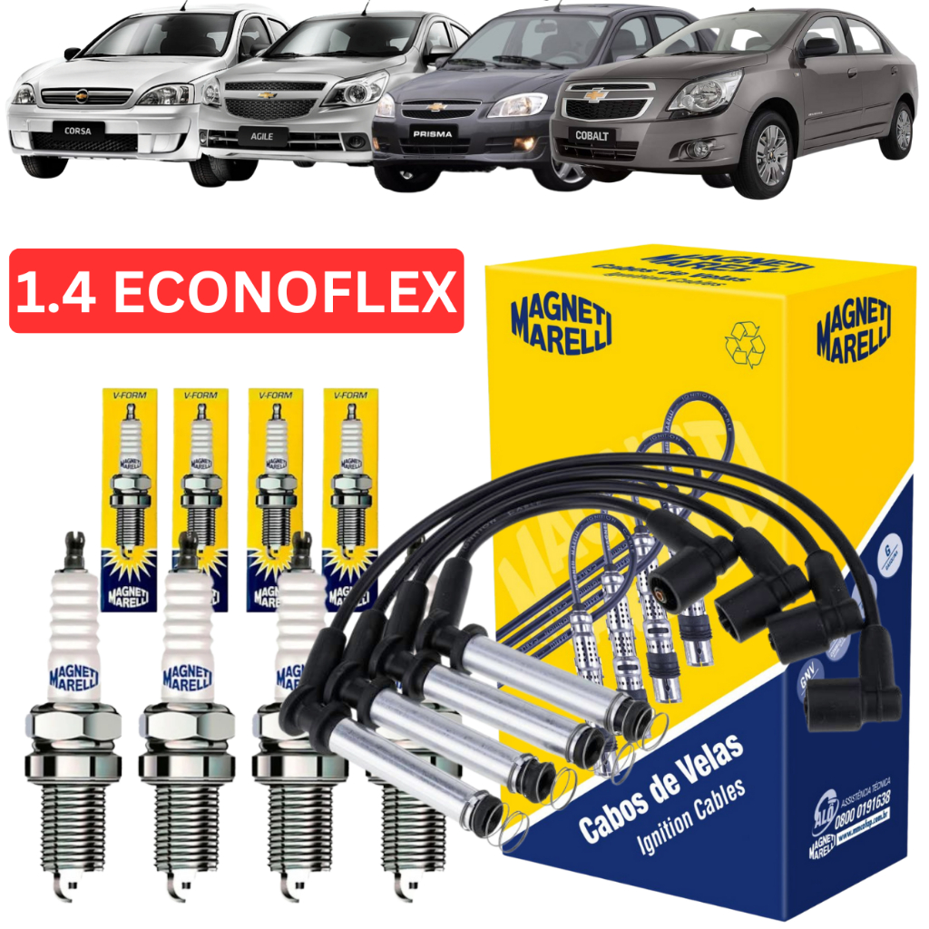 Kit Jogo CABOS + VELAS Cobalt Agile  Corsa Prisma Meriva Montana 1.4 2007 à 2015 CVMG7302 + F7RFMM