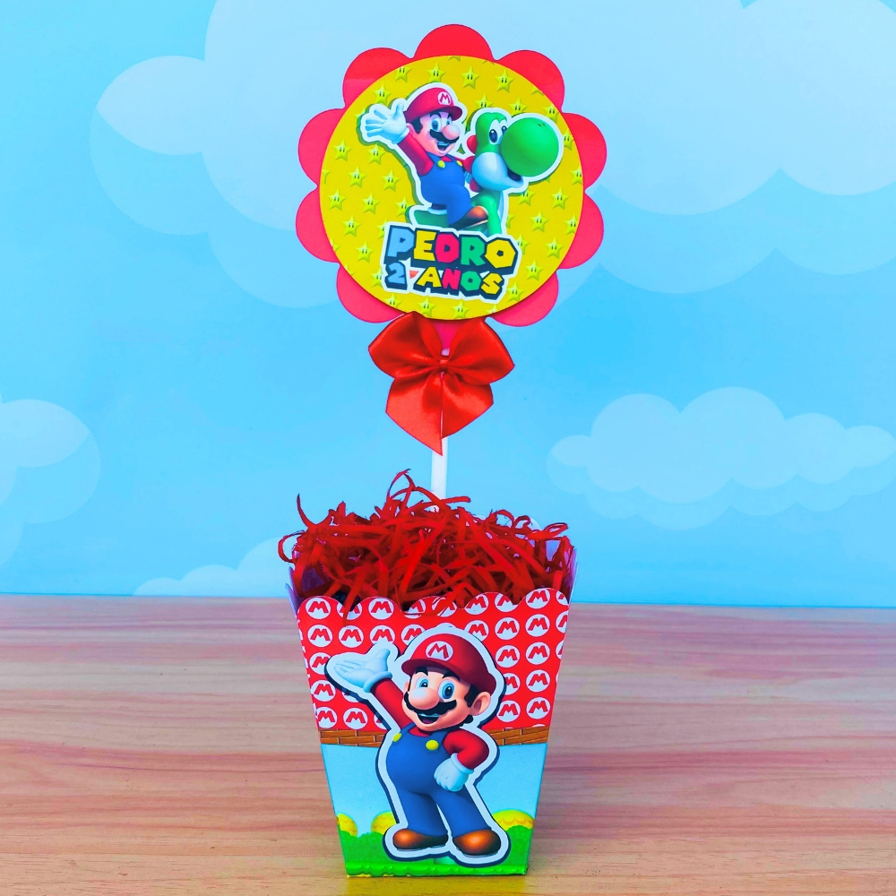Centro de mesa SUPER MARIO CACHEPO Lembrancinhas Personalizadas | já vai semi montado