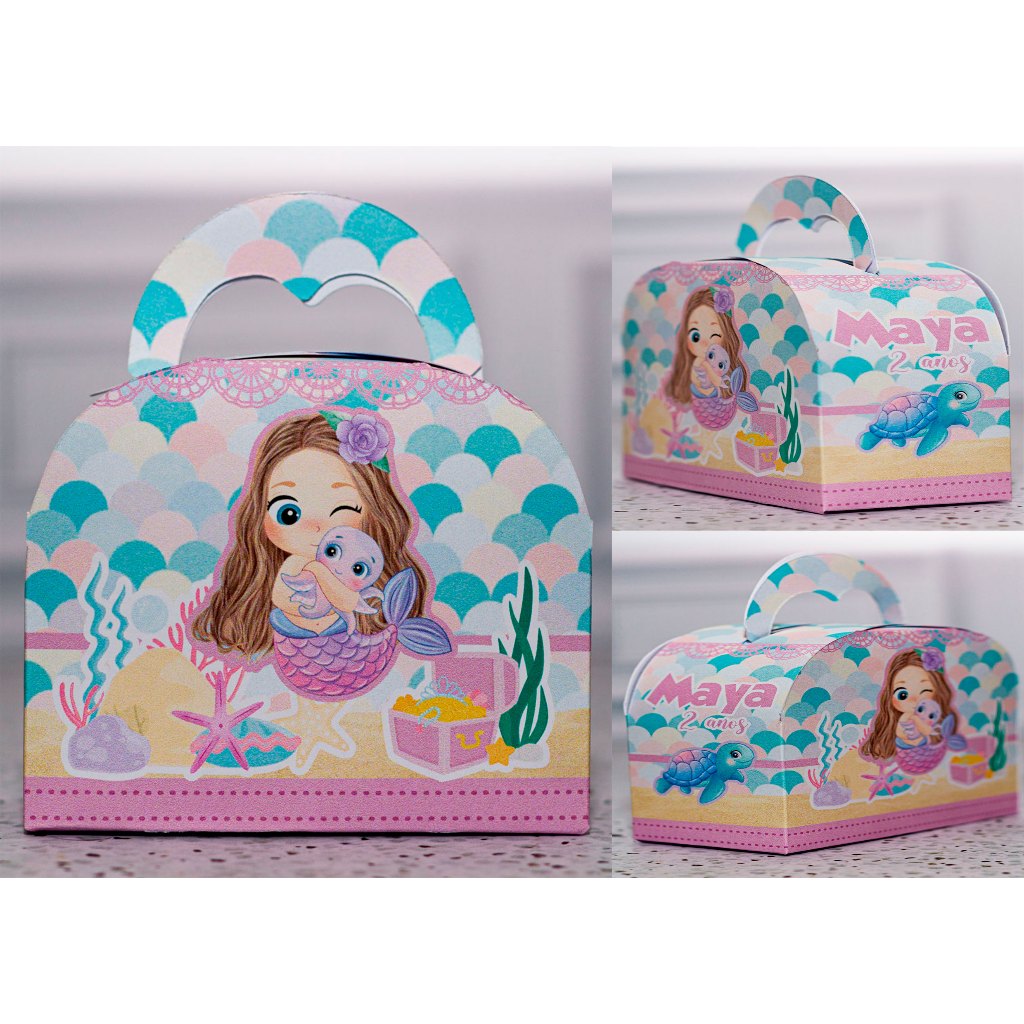 Caixa maleta lembrancinha SEREIA - personalizado festa infantil - mimo