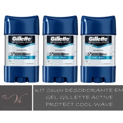 Kit 03un Desodorante Antitranspirante Gillette Hydra Clear Gel Cool Wave 82g