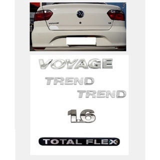 Kit Emblemas Volkswagen Voyage Trend 1.6 Total Flex – Geração 3 (G3) – Jogo Completo Traseiro