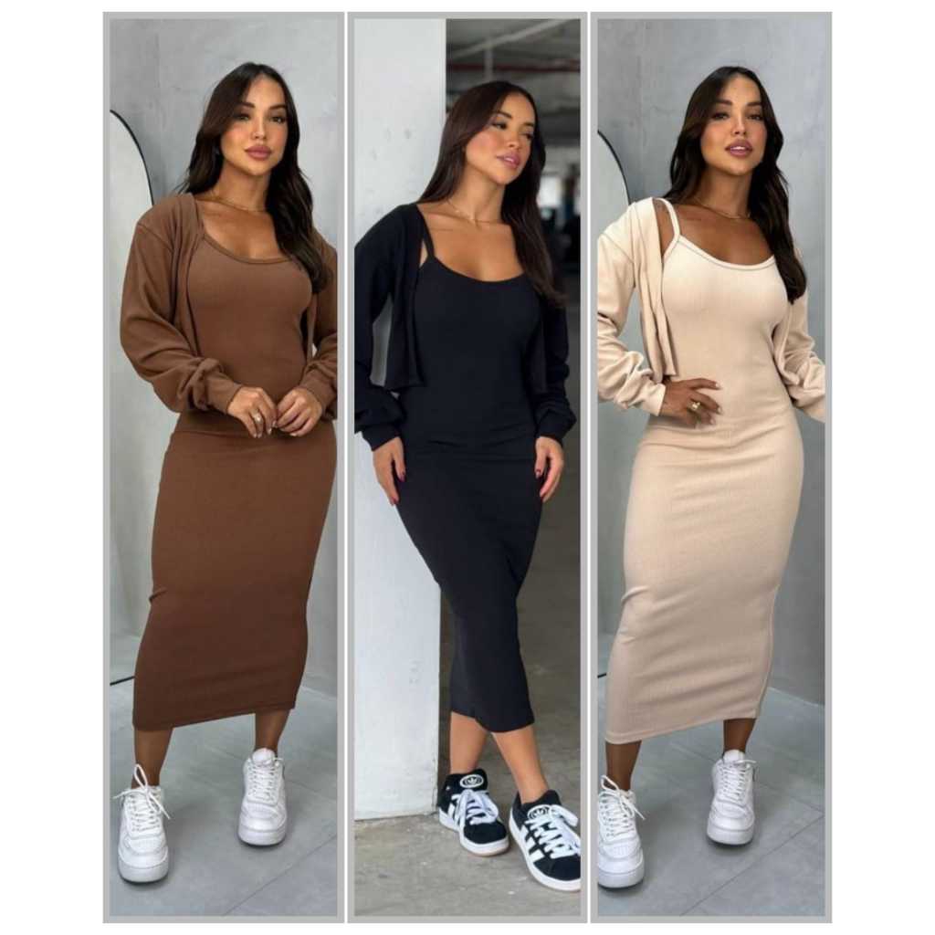 Conjunto Feminino Noite 2 peças Saia Midi e Bolero Incrível