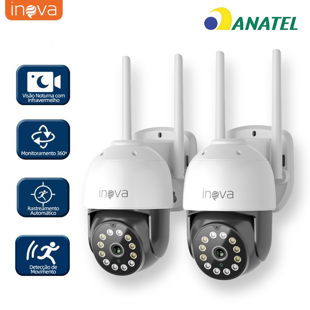 INOVA Kit Câmera de segurança a Prova D'água sem fio gira 360° HD 1080P IP66 APP YOOSEE 11...