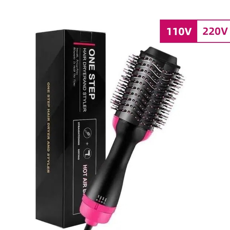 110V/220V Escova Secadora Alisador Elétrica Quente Cabelo,Com 3 Em1 Hair Styler