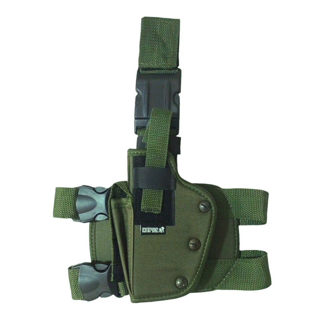 Coldre Robocop de perna Tático Pistola Revólver 38 357 Verde Canhoto