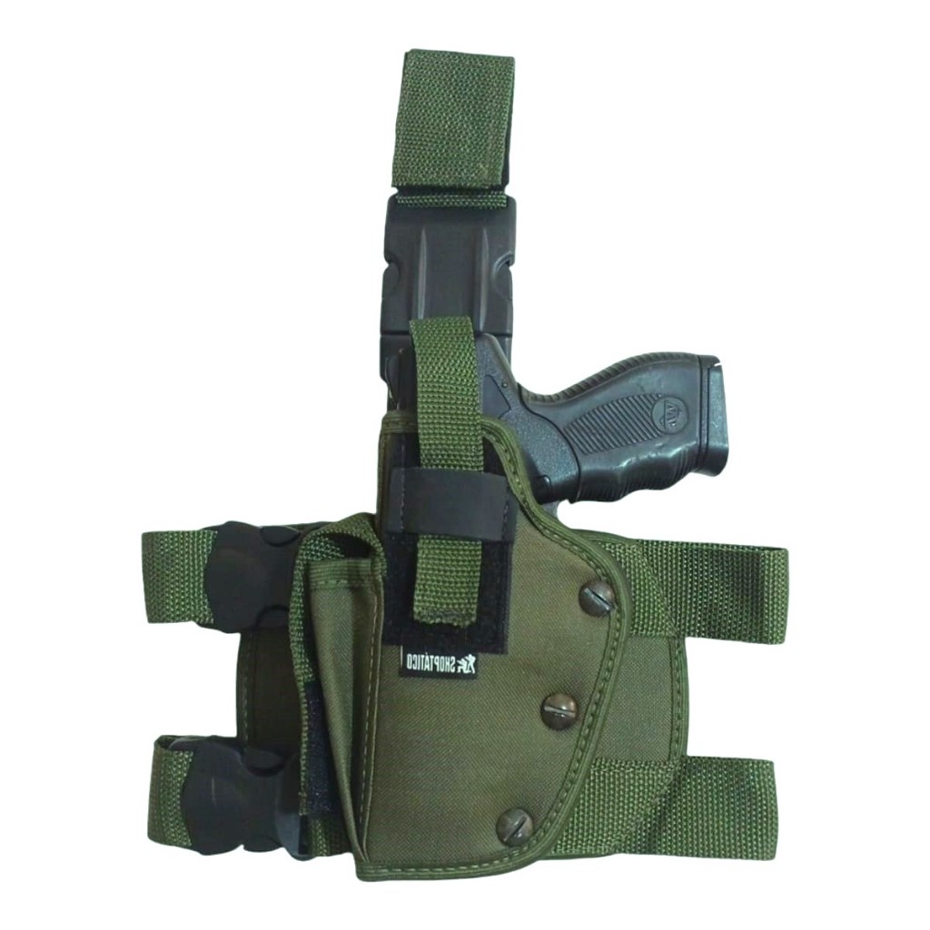 Coldre Perna Robocop Tático Pistola Revólver Verde Canhoto