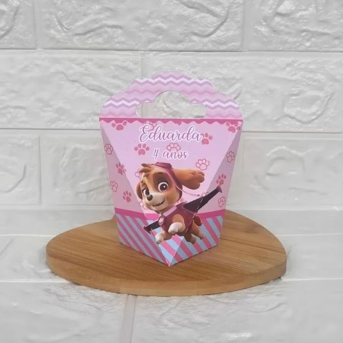 PEGUE E MONTE - Caixinha Coração Triangulove personalizada Patrulha Canina Rosa -  Lembrancinhas -  Festa de Aniversário