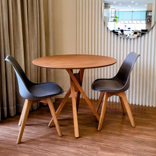 Mesa Redonda de Madeira 60cm June – Elegância para Jantar, Cozinha, Bar e Cafeteria