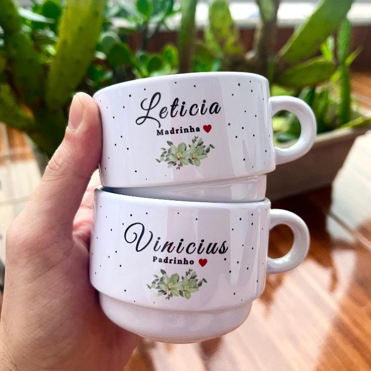 Modelo 4 | Xícara Porcelana Casamento Mãe da noiva, pai do noivo, Padrinhos, Minimalista 150ml em Oferta na Shopee