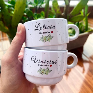 Modelo 4 | Xícara Porcelana Casamento Mãe da noiva, pai do noivo, Padrinhos, Minimalista 150ml em Oferta na Shopee