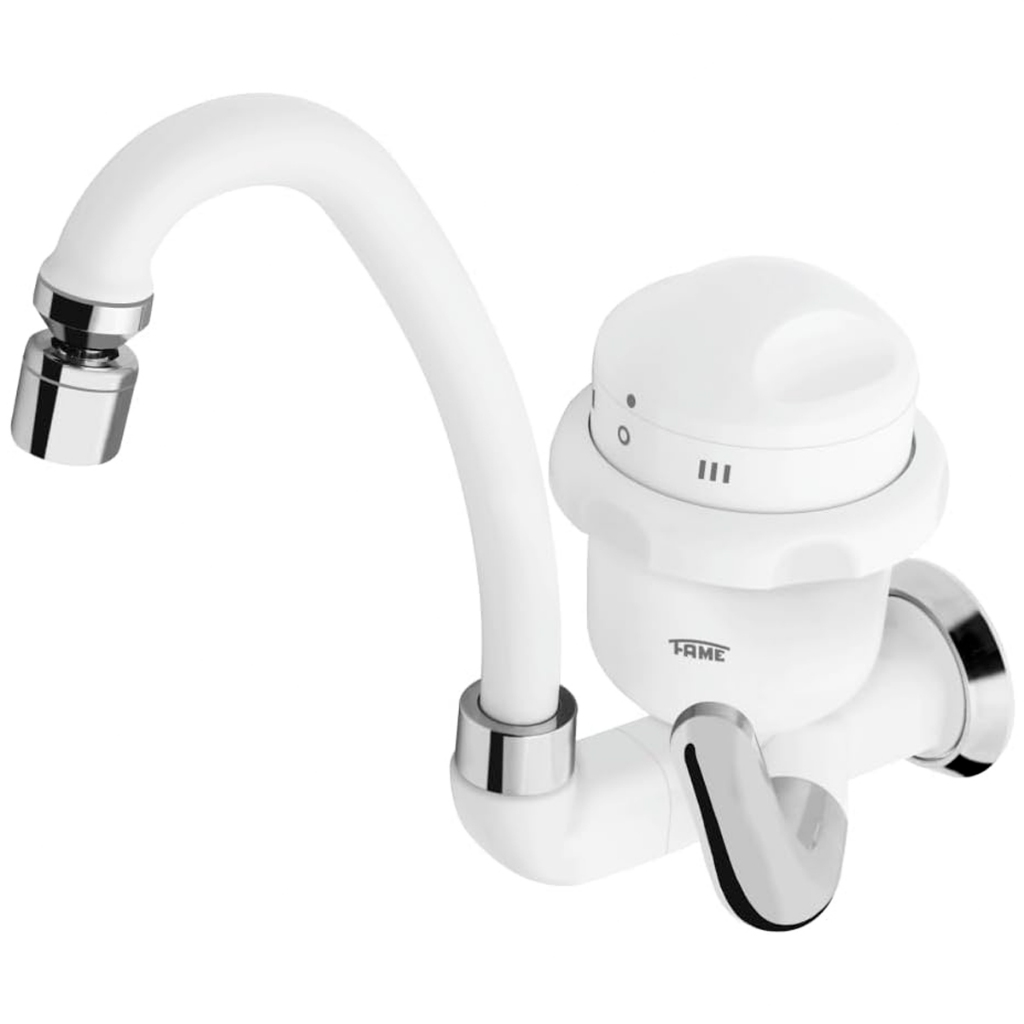 Torneira Elétrica de Cozinha 3 Temperaturas Bica Alta Móvel Arejador Articulado Branco Fame em Oferta na Shopee