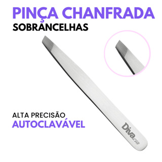 Pinça para Sobrancelhas Ponta Chanfrada Profissional de Alta Precisão Autoclavável em Oferta na Shopee