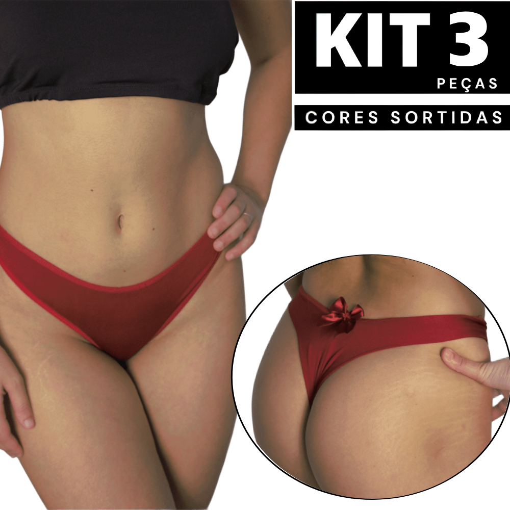Kit 3 ou 2 Calcinha Fio Dental Fio Duplo Confortável Lingerie Moda Intima Revenda Barata Sexy