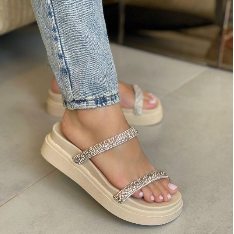 Sandália Feminina Anabela Birken Confortável Casual Macia