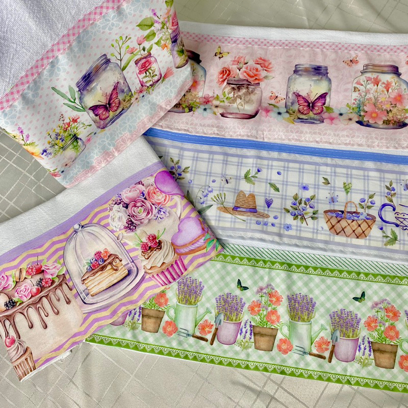 Pano de Prato de Dia das Mães com 4 peças Decoração Cozinha Kit Flores das Mães para Limpe...