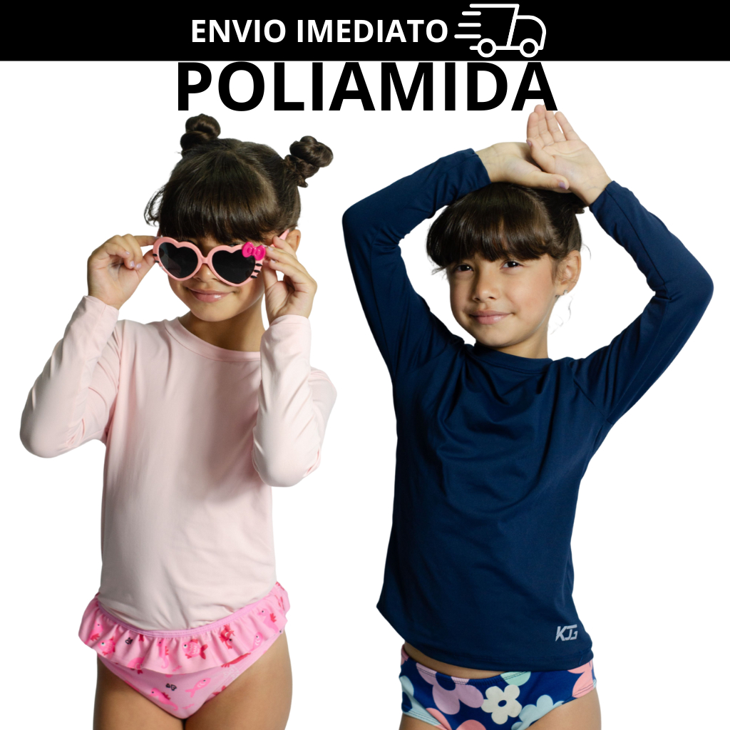 Camisa Poliamida Infantil Proteção Solar UV50+ Térmica Segunda Pele Unissex