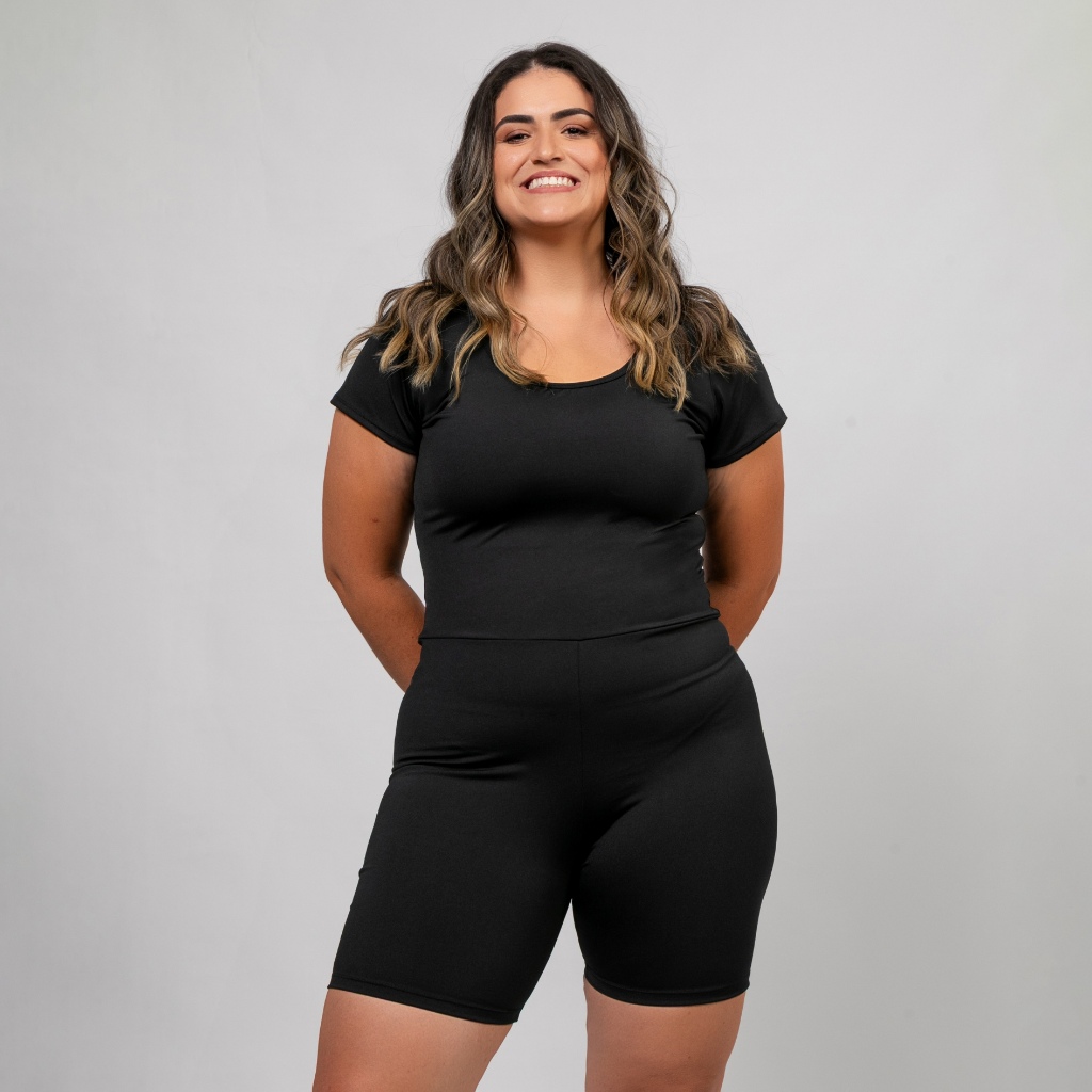Maiô Plus Size Feminino Macaquinho Maiô de Perninha UV Hidroginástica Natação