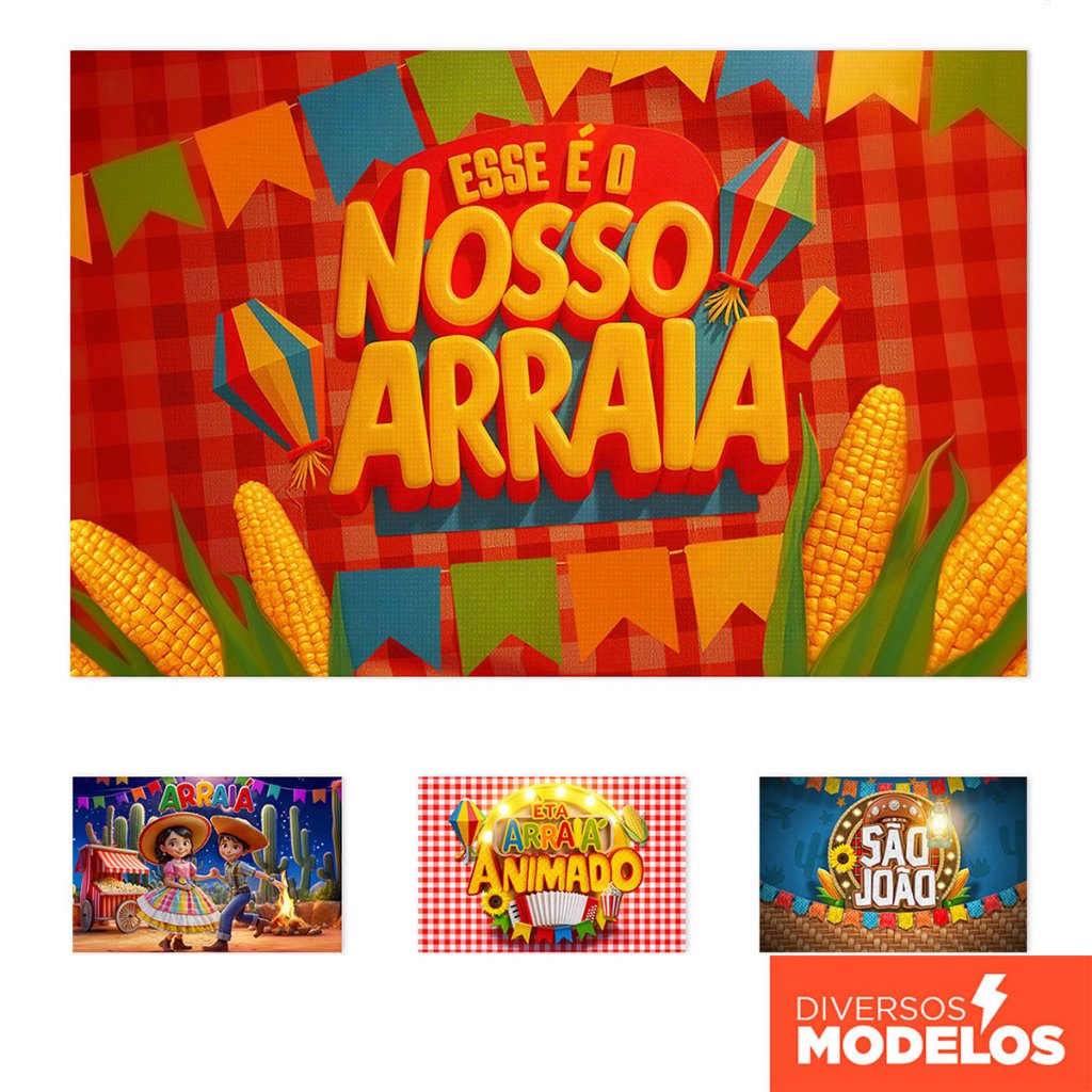 Painel Festa Junina Horizontal Tecido Retangular Sublimado Arraiá São João 3D Diversos Modelos em Oferta na Shopee