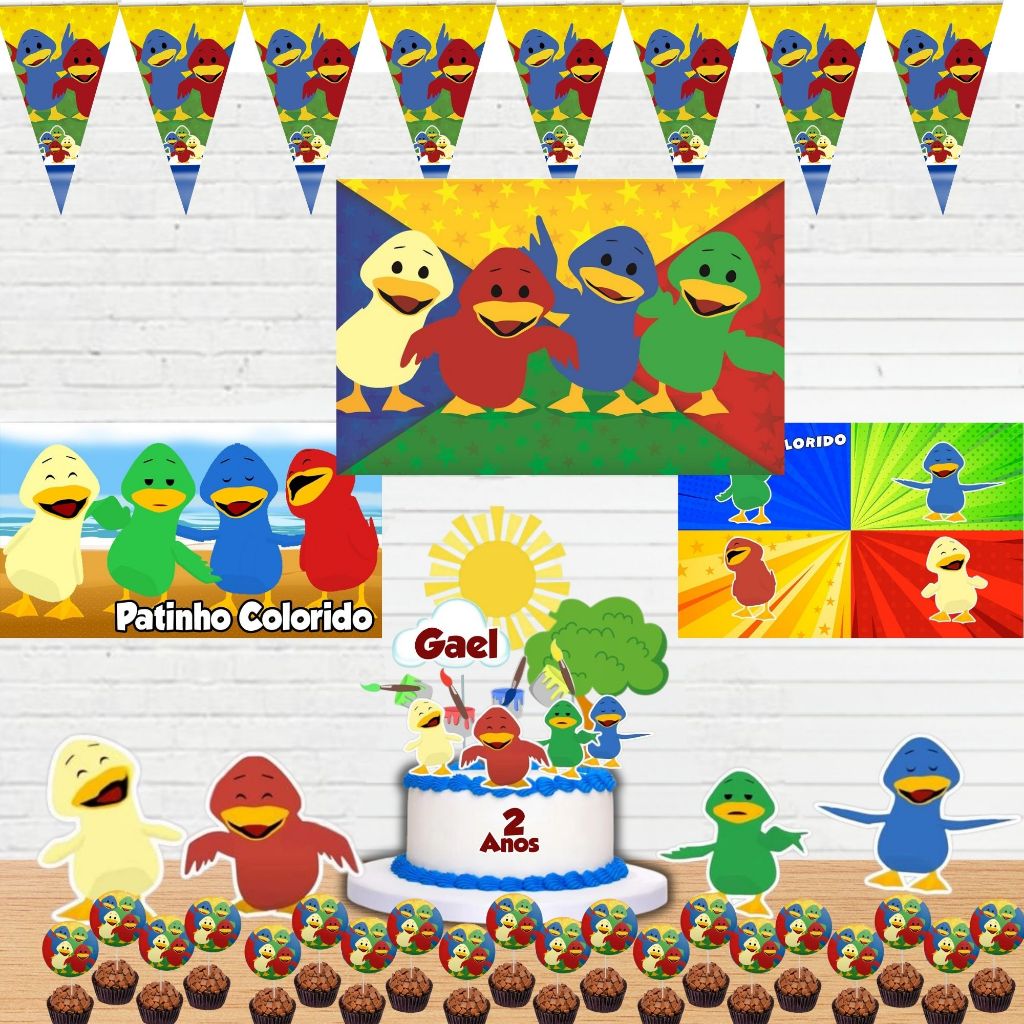 Kit festa Aniversário Bento e Toto - decoração personalizada com nome no topo de Bolo